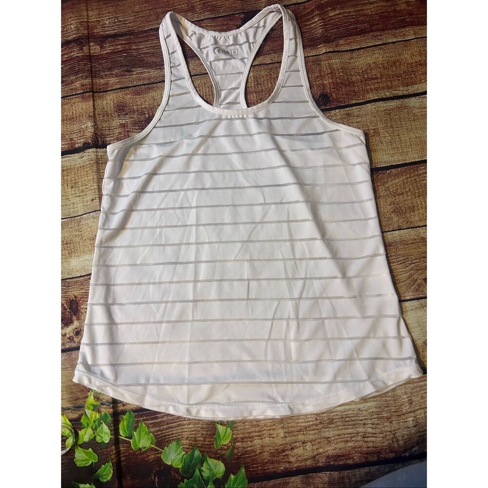 Zyia Active White Stripe Tank Size S